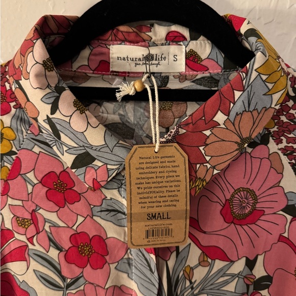 Natural Life Rebecca Midi Dress Vintage Floral Psychedelic Poppy Buttons NWT S - Picture 8 of 12